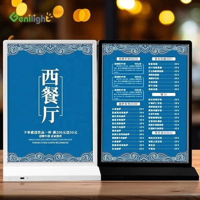 상권 광고용 높은 시각 각 A4 데스크톱 아크릴 LED 조명 테이블