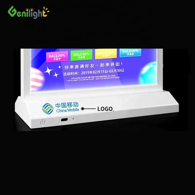 상권 광고용 높은 시각 각 A4 데스크톱 아크릴 LED 조명 테이블