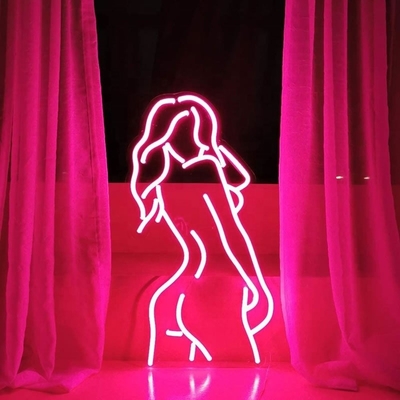 맞춤형 레이디 네온 표지판 아크릴 뒷받침 분홍색 실리콘 LED 수명 50000 시간