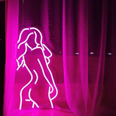 맞춤형 레이디 네온 표지판 아크릴 뒷받침 분홍색 실리콘 LED 수명 50000 시간