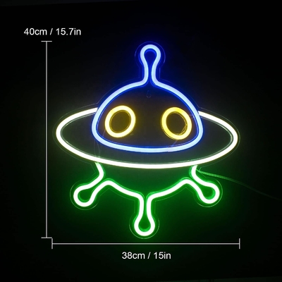 벽 장식 및 UFO LED 야간 조명을 위해 사용자 정의 된 아크릴 우주선 네온 표지판