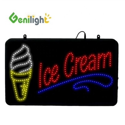 직사각형 아이스크림 LED 네온 표지판 ABS 오픈 폼 아웃 프레임 애니메이션 조명