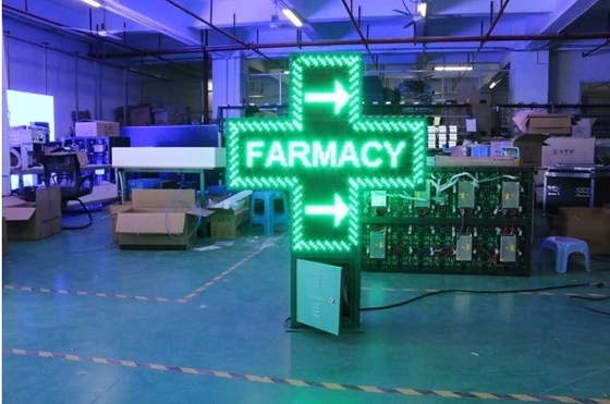 ODM 전색 LED 크로스 약국 표지판 WIFI 제어 및 1G 픽셀 구성