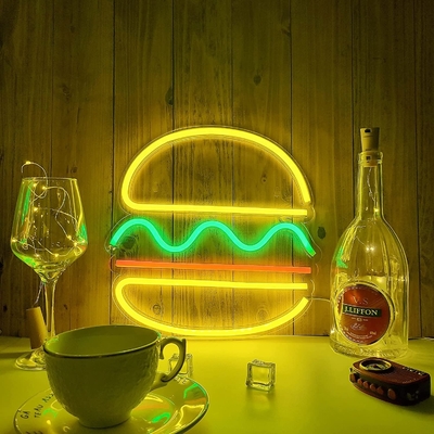 30*30cm LED 네온 라이트 USB 전원 햄버거 네온 표지 벽화 전력 소모 0