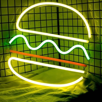 30*30cm LED 네온 라이트 USB 전원 햄버거 네온 표지 벽화 전력 소모 0