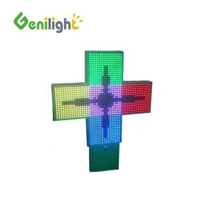H/V P16 P20 픽셀 3D LED 외관용 약국 크로스 디스플레이 표지판