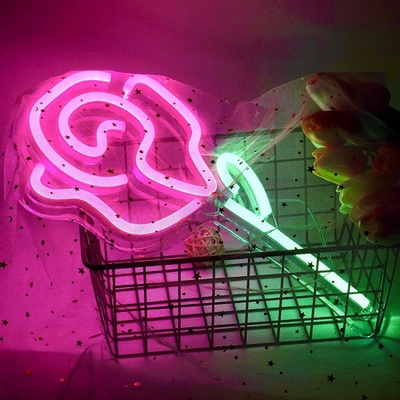 5V 전압 LED 꽃등 침실 벽장 장식 스위치 파티 장식 로즈 네온 표지판