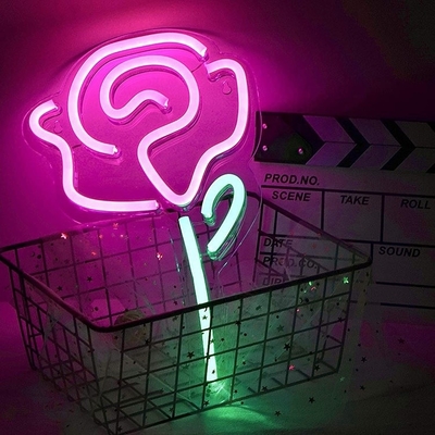 5V 전압 LED 꽃등 침실 벽장 장식 스위치 파티 장식 로즈 네온 표지판