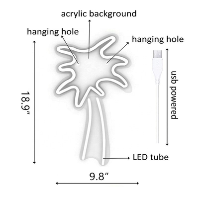 큰 코코넛 나무 네온 표지판 LED 플렉스 네온 조명 USB 전원 야간 조명 어린이 방 전압 5V