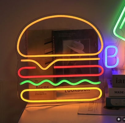 벽 장식용 맞춤형 LED 네온 개방 표지판 1 전력 소비 햄버거 네온 라이트