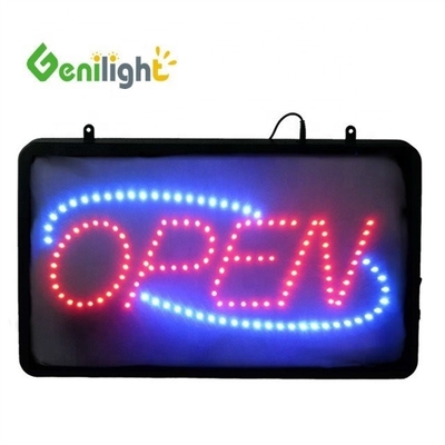 창문을 걸어 놓은 LED 네온 오픈 표지판