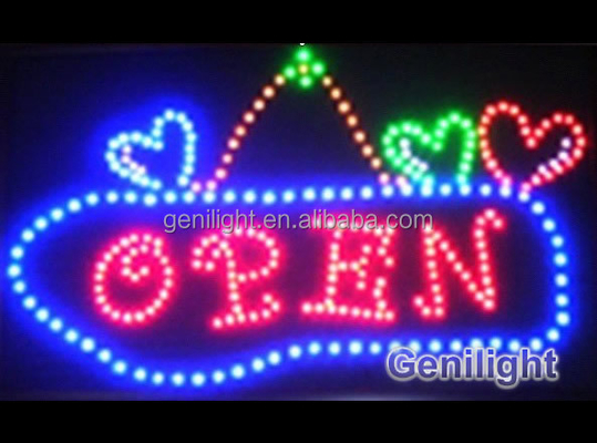 플래싱 애니메이션 모드 Genilight 56*33cm 풀 컬러 전자 LED 네온 OPEN 신호