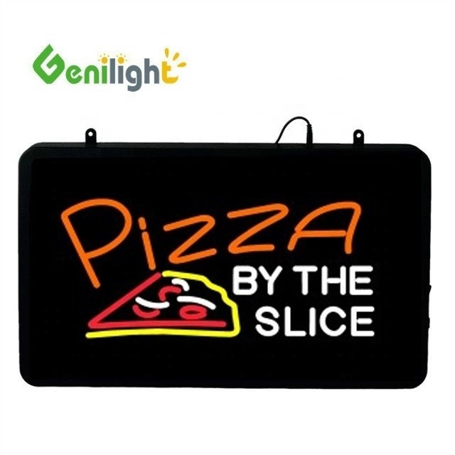 맞춤형 Genilight 22*13인치 CE RoHS 아크릴 피자 BY THE SLICE LED 네온 오픈 표지판
