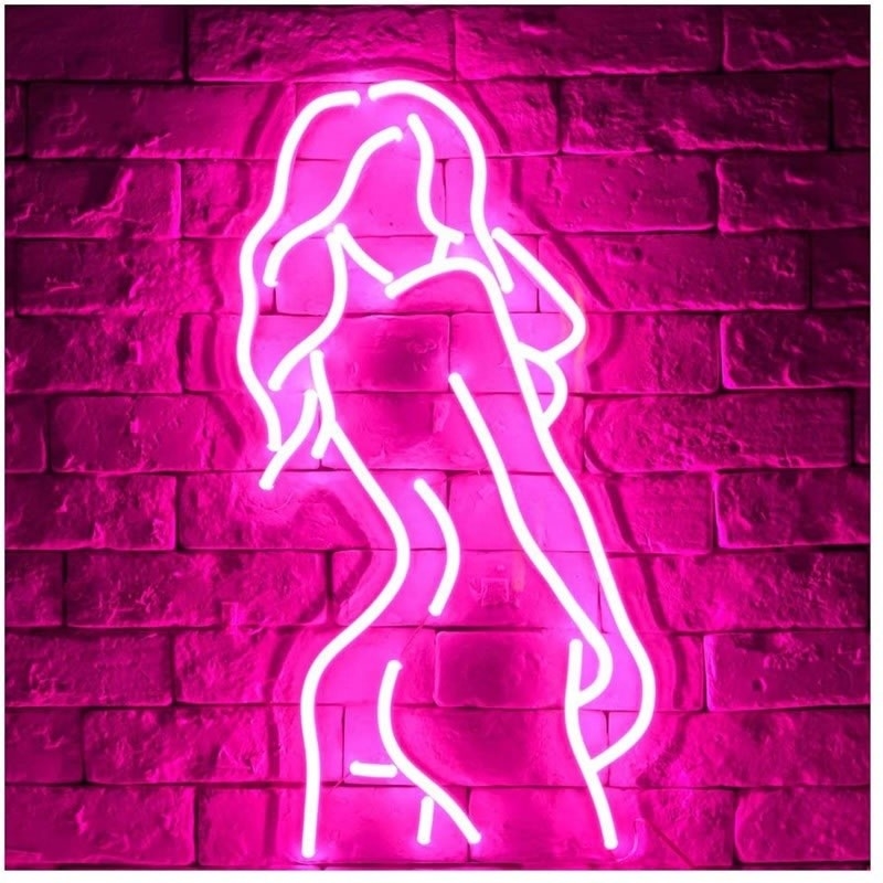 맞춤형 레이디 네온 표지판 아크릴 뒷받침 분홍색 실리콘 LED 수명 50000 시간