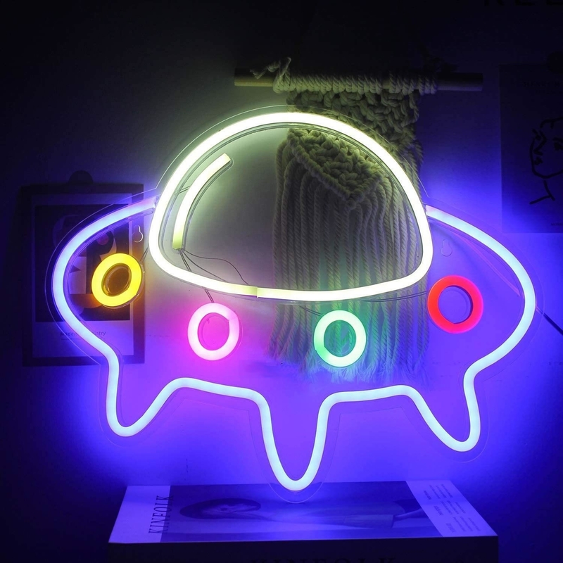 5V 전압 네온 조명 대 파란색 UFO 우주선 벽화 50000 시간 수명