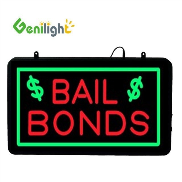 Genilight 56*33cm 직사각형 LED BAIL BONDS 네온 표지판 애니메이션 재료 에포시 樹脂
