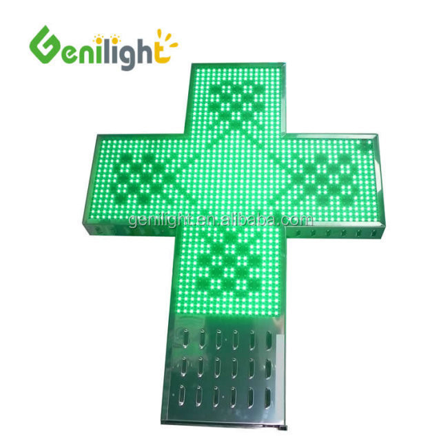 야외 녹색 LED 약국 표지판 P10 P16 P20 P25 RF WIFI 1024*1024mm 밝기 ≥6000CD