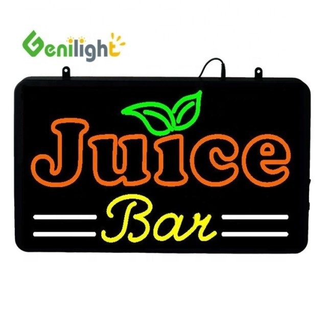 CE ROHS 파워 커스텀 JUICE BAR 애니메이션 디스플레이 기능을 위해 설계 된 네온 오픈 신호