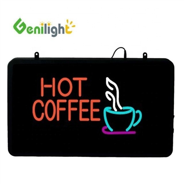 전력 소모 Genilight 22*13inch CE RoHS 실내 뜨거운 커피 LED 네온 표시 커피 바