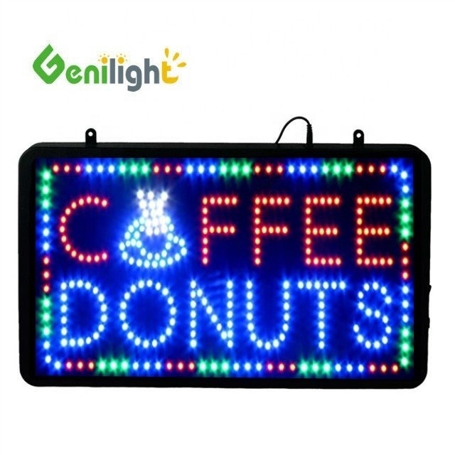 22*13인치 터치 스크린 LED 커피 도넛 상점 영업시간 Genilight