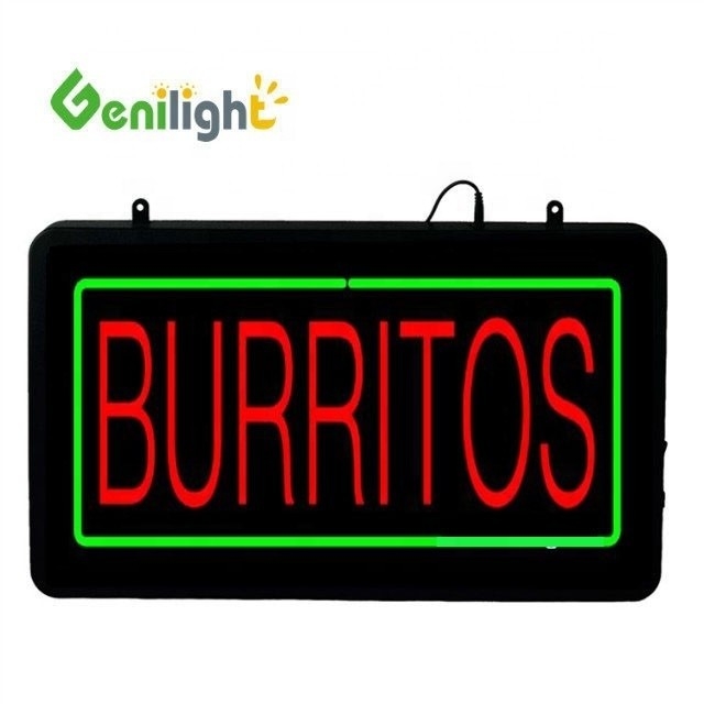 커스텀 디자인 DC12V 버리토스 LED 네온 오픈 신호 Genilight IP 등급 색상 깊이