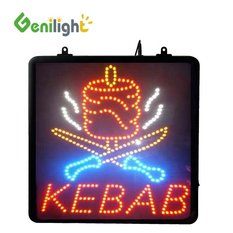 Genilight 실내 22*13인치 DC12V 케바브 LED 오픈 라이트 표지판