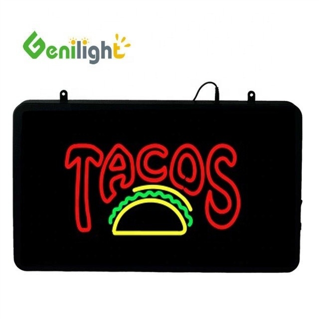 22*13인치 LED 네온 표지판 TACOS 스토어 밝기 풀 컬러 기능 2 변경 모드
