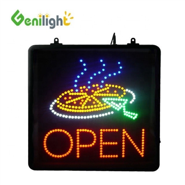 SDK 기능 배터리 전원 플래싱 LED 피자 상점 애니메이션과 함께 열린 표지판