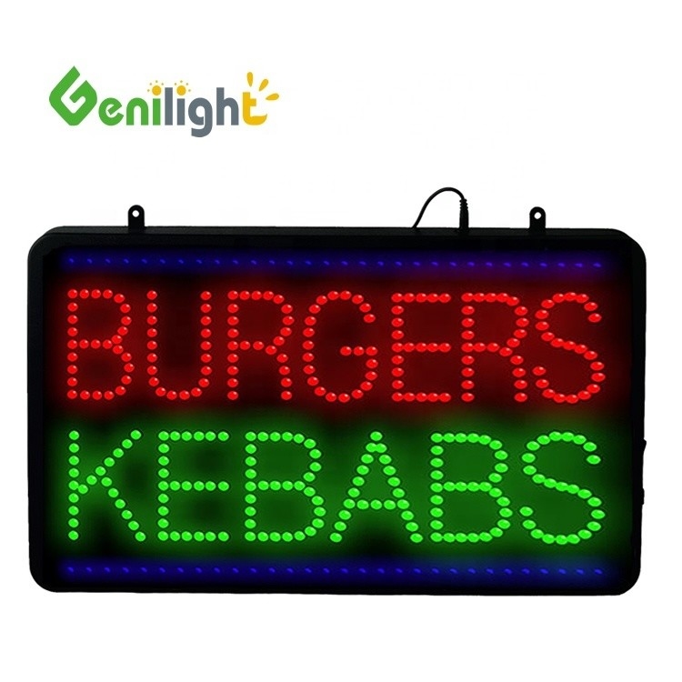 플래시 햄버거 케밥 LED 네온 라이트 표지판 22인치 x 13인치 6MM 픽셀 피치